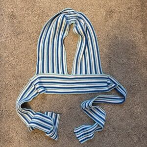 Striped Blue and White Knit Halter Top